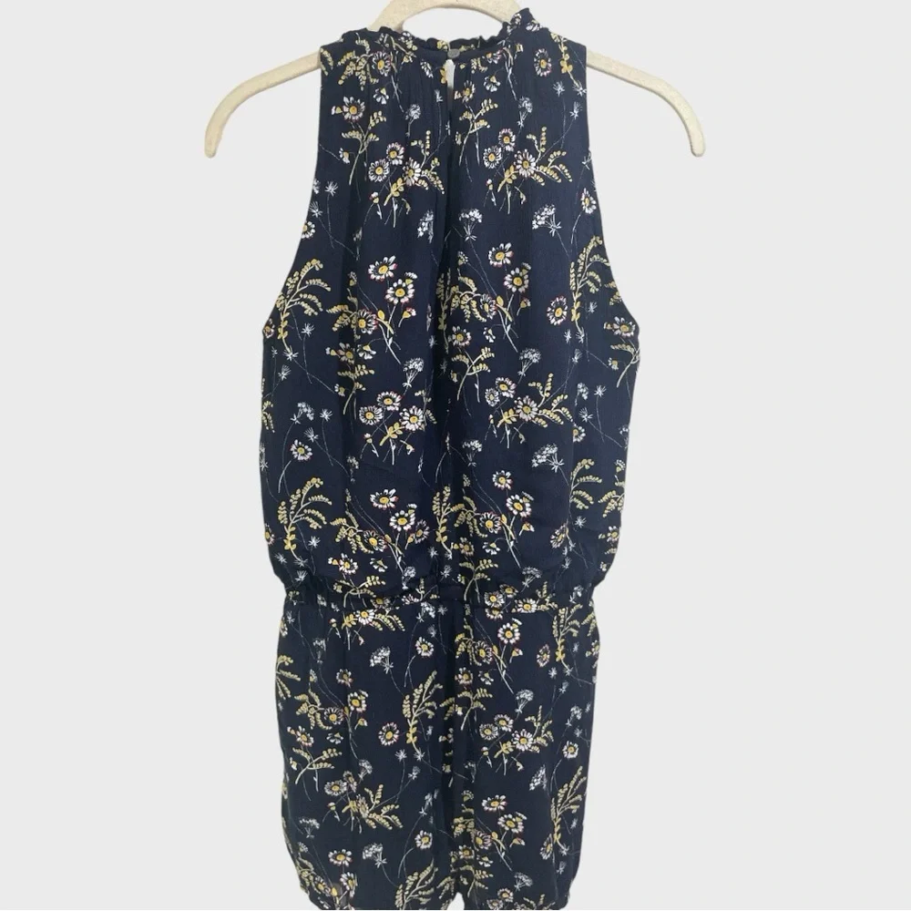 Ann Taylor Loft Navy Floral Casual Romper Size Small